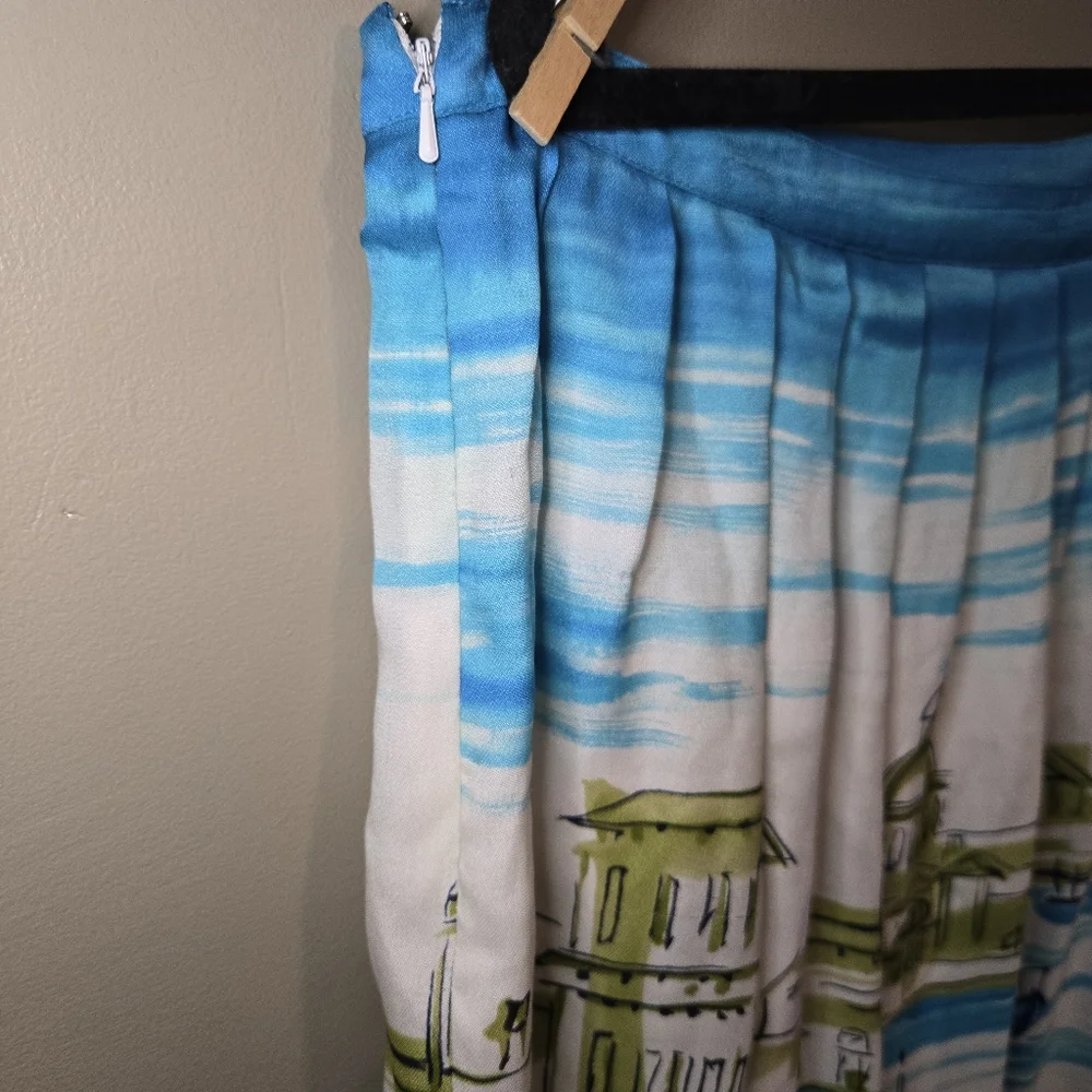 Valerie Stevens Women's Pleated Print Skirt 100% Silk Multicolor SIZE 16 Lined - Picture 8 of 16